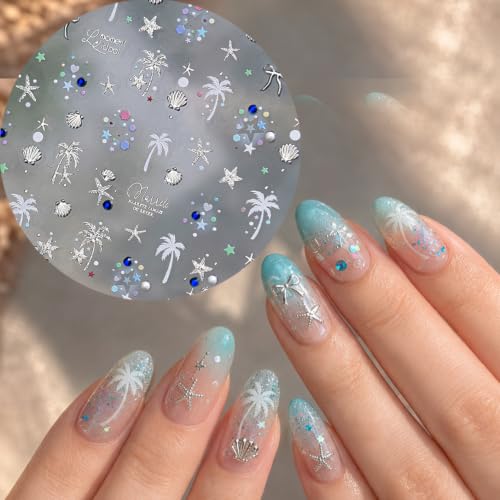 5D Embossed Flower Stickers for Nail Art White Floral Self-Adhesive Pearls Nail Art Decals for Women Nail Supplies Art Design Stickers (to5792_S) - style: to5792_S
