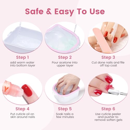 Nail Soaking Bowl Acetone-Proof- 2Pcs Manicure Soak Bowls Kit - color: S1-Pink
