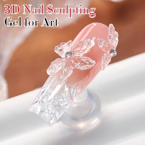 Double Rhythm 3D Nail Gel Clear Solid Sculpting for Art Non-Sticky Hard Gel for Building Carving Molding Nail Extension Soak Off UV/LED Nail Art Salon Home DIY 0.5 Oz (Clear) - color: Clear