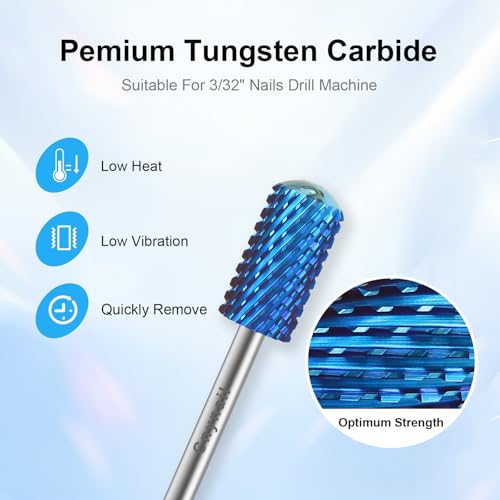 3/32" Large Smooth Barrel Safety Nail Drill Bit for Gel & Acrylic Removal - color: Blue, size: XC