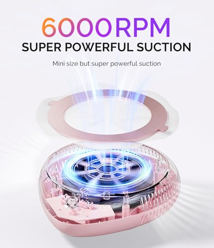 MelodySusie Cordless Mini Nail Dust Collector PProR for Mobile Techs Gel - color: Pink Cordless