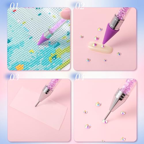 Tatuo 2 Pcs Rhinestone Picker Tool Kit with 2 Wax Head, Purple, Blue - color: Purple, Blue