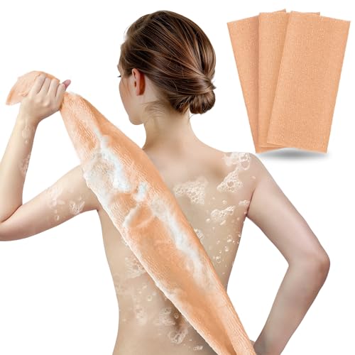 ARCH&M Exfoliating Washcloth & Body Scrubber, Peach, 3 Pack - style: Peach x 3