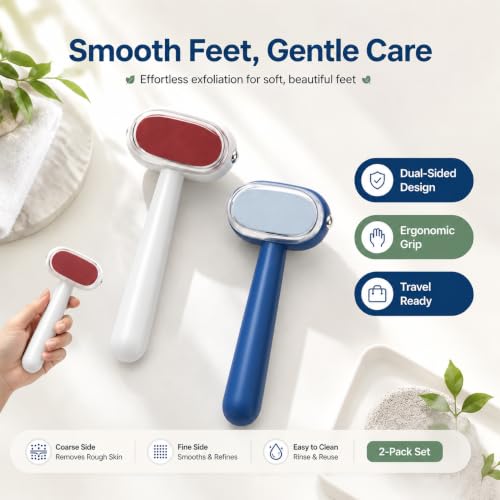 Dual Sided Foot Callus Remover, 2 Pack Foot Files for Dead Skin and Heels