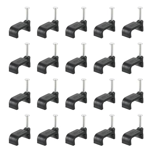 uxcell Cable Clips with Steel Nail, 100Pcs 14mm/0.55" Plastic Cable Wire Clips, Ethernet Cable Clips Nail in Cable Clips for Home Wires Cables Cords Management, Black - size: 14mm