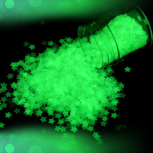 Laza 3.5g Glow in The Dark Star Glitter Confetti Nail Sequins - color: Fluorescent Green