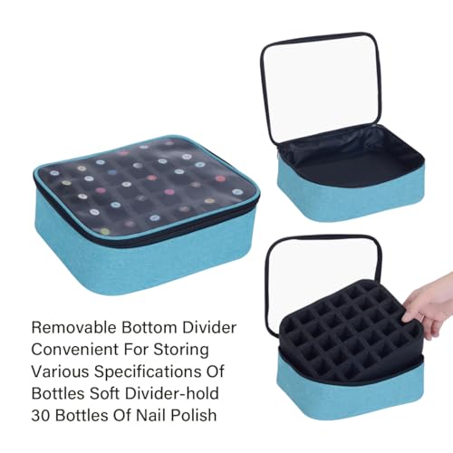 Small Clear Nail Polish Organizer Holds 30 bottles(15ml-0.5fl.oz) Nail Polish Case Multifunctional Nail Polish Bag organizer, Cosmetic Travel Makeup Cases for Women Green - color: Green, size: 1Pcs-30 bottles