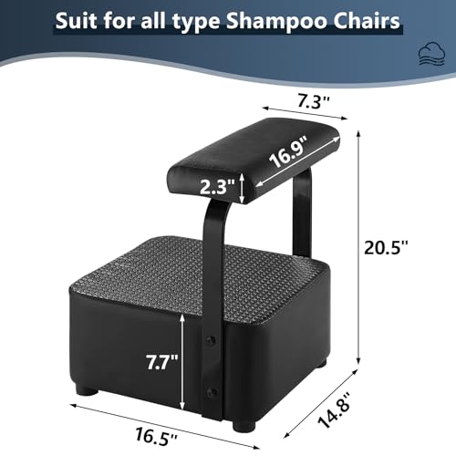 Independent Footrest for Backwash Beauty Spa Shampoo Bowl and Chair Set,Footstool for Spa Beauty, Ottoman for Shampoo Station Chair in Salon and Spa (Black) - color: Black