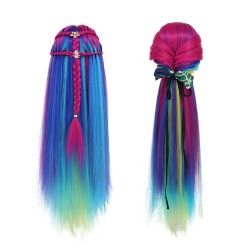 Mannequin Head with Hair 29'' Cosmetology Mannequin Heads for Braiding - color: Rose Red Series