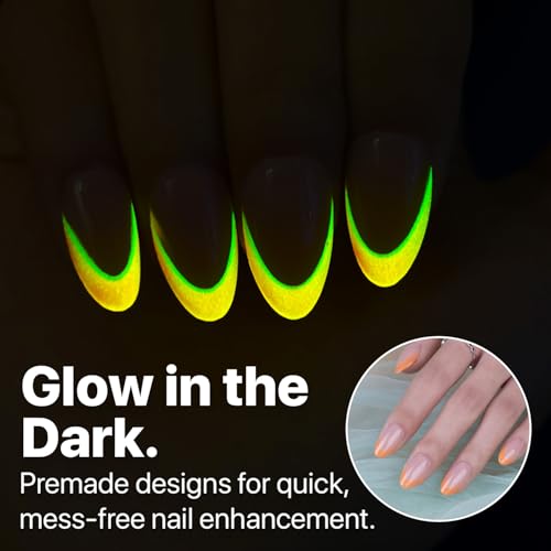 SXC Cosmetics X-Pro Tips French Tip Press On Nails - Bright Pastel Glow in the Dark Series (GLOW114KIT-S Almond) - color: Glow in the Dark - S Almond