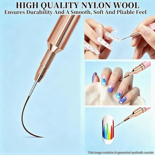 5Pcs Nail Art Liner Brushes Liner Brush for Nails Gel Striping Nail Brushes - color: Pink-B