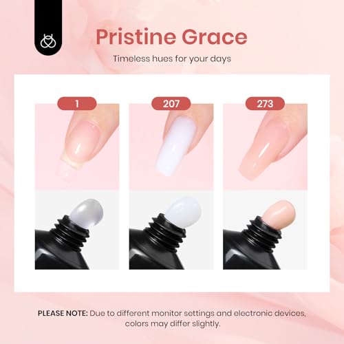 Beetles Poly Extension Gel Kit 3 Colors Nude Clear White With Nail Tips - color: 0-Pristine Grace