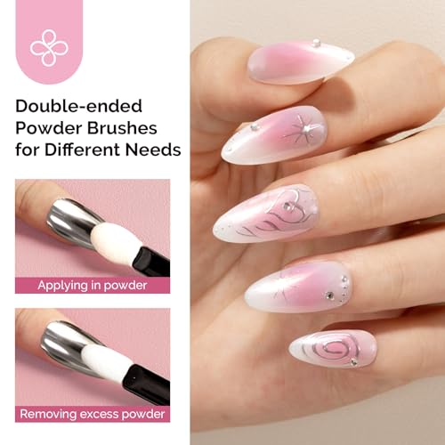 MelodySusie 4Pcs Chrome Nail Powder for Gel Nails - color: White Aurora Gold Silver