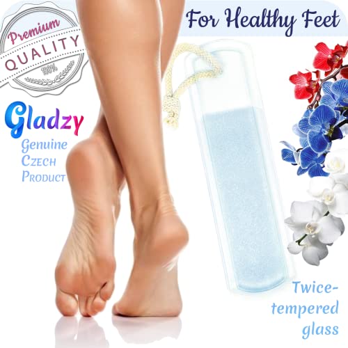 Genuine Czech Glass Foot File - Two-Sided Different Grit Surface, Gentle Callus Remover, Pedicure & Spa Rough Skin Scrubber, Professional Toenail and Heels Care, EU Quality, Large Size - color: Large - Orange Magenta