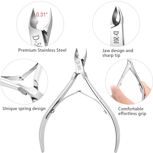 4 Pack Professional Cuticle Nippers, Silver Nail Trimmer & Cutter - color: Silver