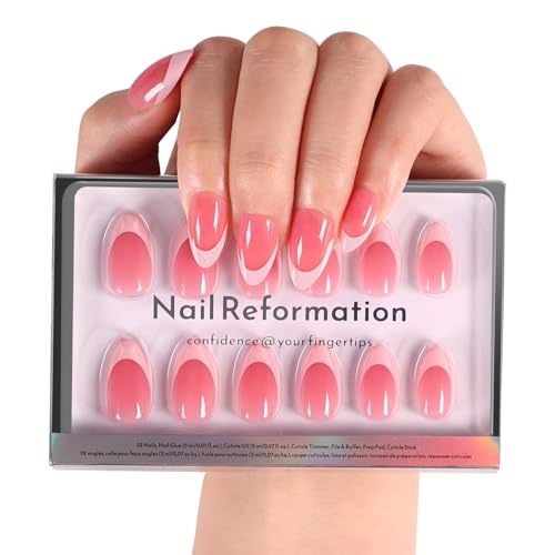 Nail Reformation Press On Nails, Rose Jelly | Pink Short Almond 32 Pcs - color: Rose Jelly