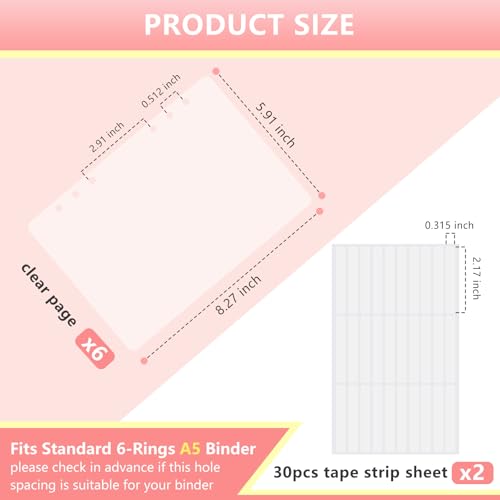 KEIFIN 6 Pcs Press On Nail Book Display Organizer Binder A5 Inserts, Clear - color: CLEAR