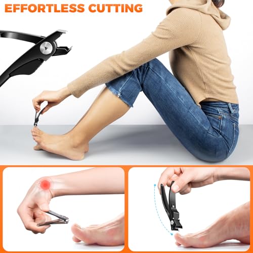 Straight Toenail Clippers for Thick Toenails for Seniors - color: Black Straight Blade