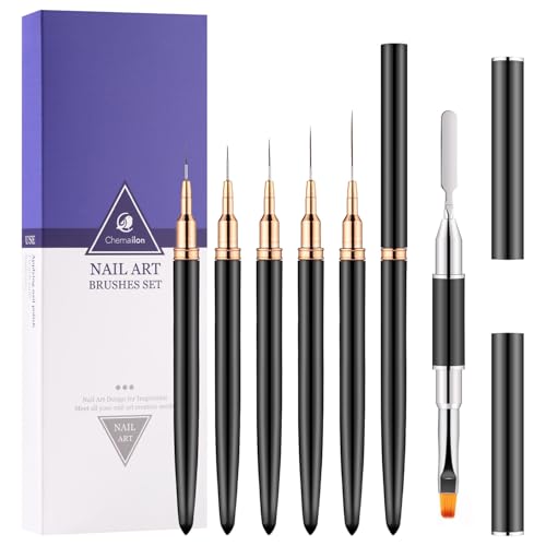 6Pack Nail Art Liner Brushes, Dual-Ended Dotting & Fine Drawing