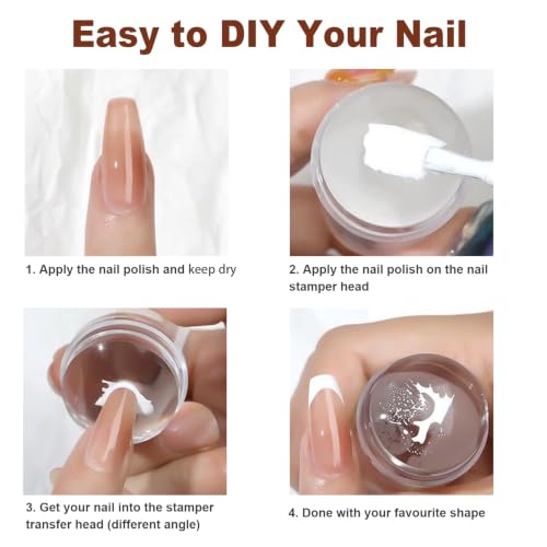 9PCS Nail Sculpting Tool Pen & Silicone Nail Stamper with Scraper Set - color: 3Pcs Nail Art Pens