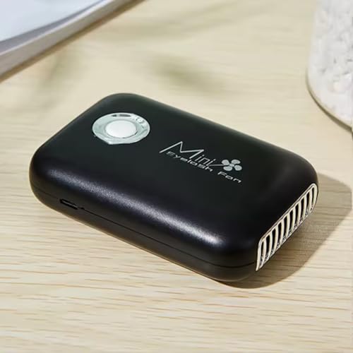 Eyelash fan, mini lash fans for facial, USB handheld eyelash, nail air conditioning blower, rechargeable lash air-fan quiet, portable cooling device (Black) - color: Black