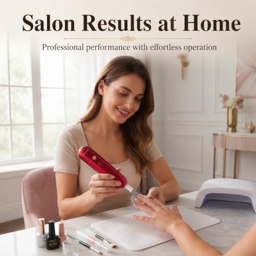 SEAMIND 5-in-1 Electric Nail File Kit, Cordless Manicure Pedicure Set, Red