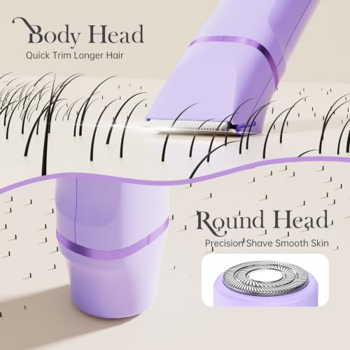Risina 2-in-1 Bikini Trimmer for Women, Women's Electric Razor, Face Shaver - color: Purple