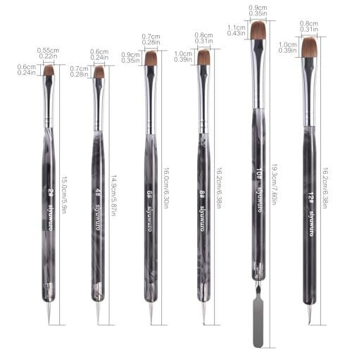 6Pcs Kolinsky Sable Nail Brush French Nail Brush 2 Way Professional UV Gel Acrylic Nail Art Brush with Dotting Tool for French Manicure Cuticle Clean Up Nail Art Design Pen (Set) - color: Set