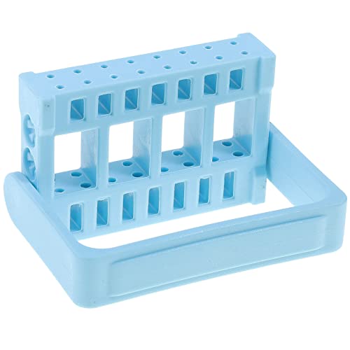 Beaupretty Nail Grinding Tool Box with 16 Holes Portable Manicure Organizer Compact Nail Drill Bits Holder for Home and Professional Use - color: Light Blue