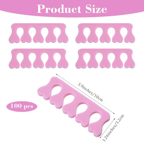 100 Pcs Sponge Toe Separators Soft Finger Separators Premium Pedicure Tool Kit Flexible Toe Divider Spacer for Polishing Pedicure Manicure Coating Nail Art Beauty Accessories (Pink) - color: Pink