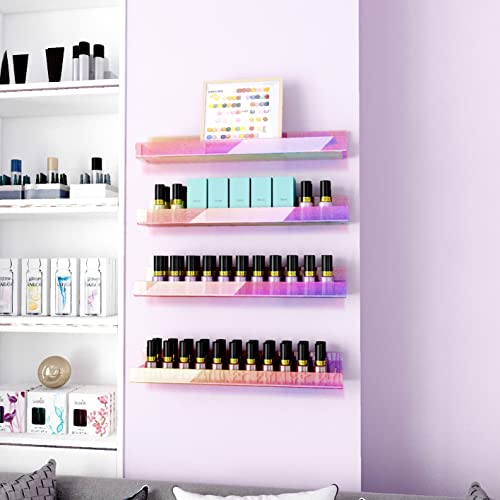 8 Pack 15 Inch Iridescent Acrylic Floating Wall Shelves, Rainbow Shelves - color: 15in-iridescent-8 Pack