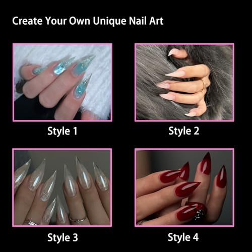 140Pcs Short Cat Claw Nail Tips Curved Stiletto Nail Dual Forms - color: Styl 2