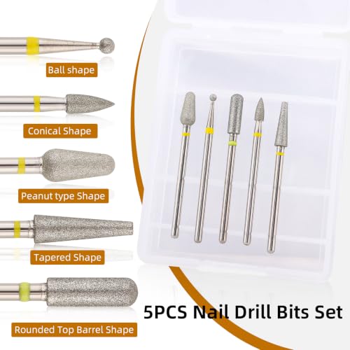 QUNZHAO 5Pcs Diamond Nail Drill Bits sets (YELLOW (XF) B04 set) - color: YELLOW (XF) B04 set