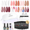 ROSALIND Clear Poly Nail Gel Kit 8 Colors Starter Kit with UV Lamp Tools - color: 8 Colors Nude Poly Kit 01