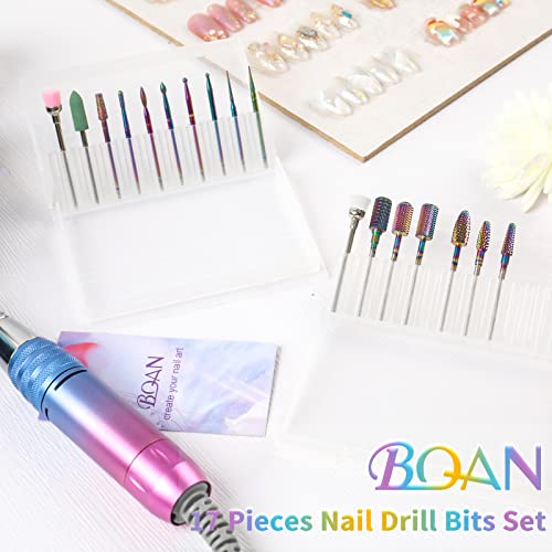 BQAN Tungsten Carbide Nail Drill Bits Set 3/32" for E-File - color: 17PCS