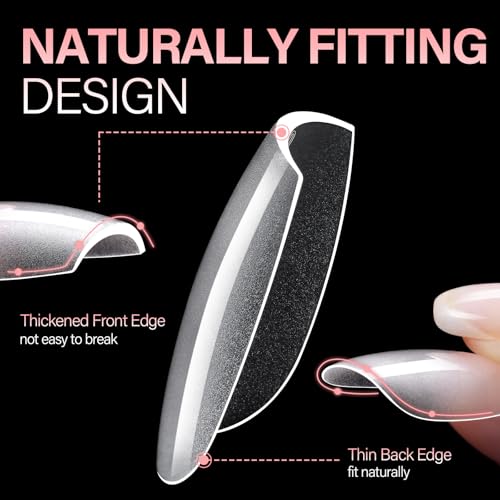 AILLSA Medium Coffin Full Cover Matte Thickened Nail Tips