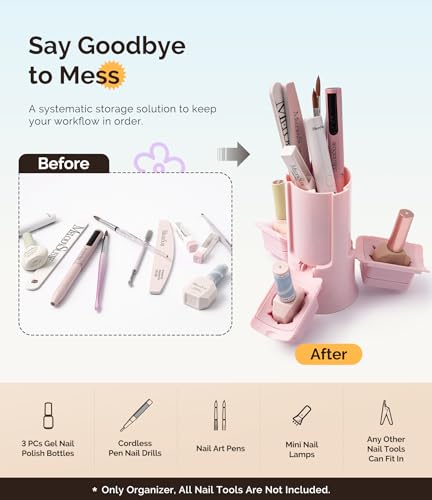 MelodySusie Nail Polish Bottle Holder and Nail Art Tools Organizer Pink - color: Pink