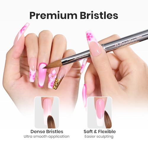 Beetles Pro 1-Pcs Acrylic Nail Brush – Professional Pure Bristles Kolinsky - color: C-Silver-2