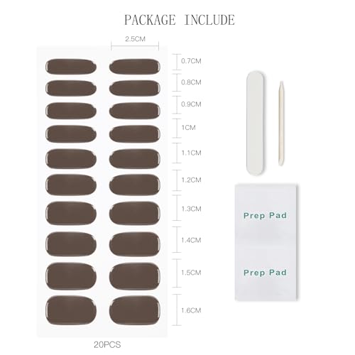 JMEOWIO Semi Cured Gel Strips Nail Art Sticker Wrap Brown - color: Brown