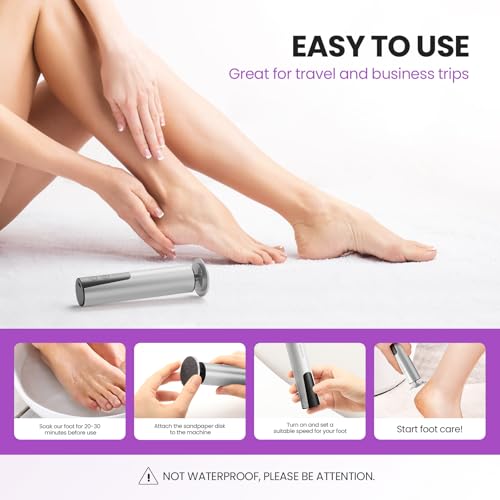 2-in-1 Electric Callus Remover for Feet, Professional Pedicure Tool Gift - color: Sliver