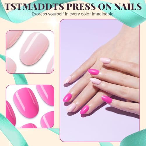 TsMADDTs Short Oval Press On Nails for Beginner Home DIY or Salon Manicure