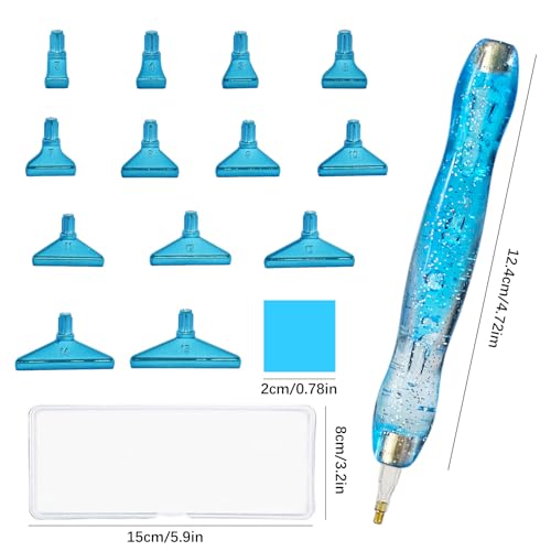 CXJINZE 26 Pcs Plastic 5D Diamond Art Pens Kit with 13 Nibs Stylus Tool - color: Blue