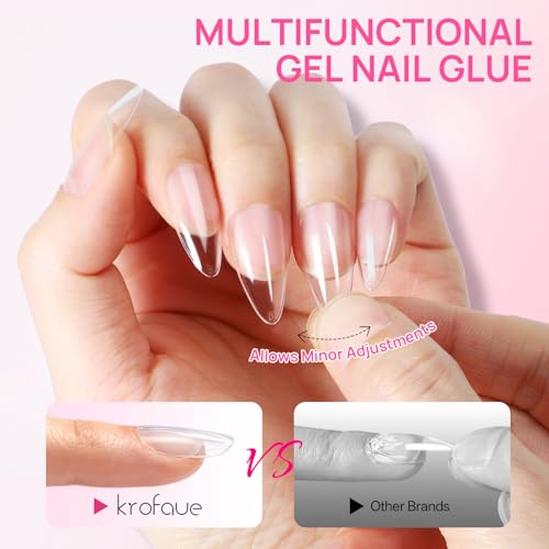 Krofaue Solid Nail Glue Gel 4 Pack, Press On Nail Glue, Strong Bond - color: Black