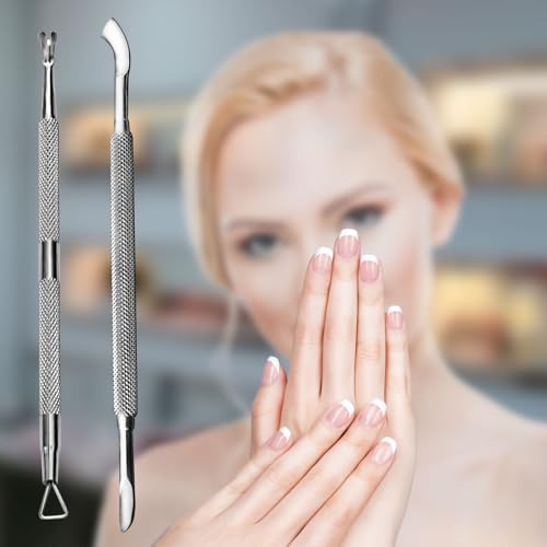 Premium Stainless Steel Manicure Tools 2-Piece Set, Upgraded Cuticle Pusher & Nail Lifter, Cuticle Trimmer & Gel Nail Polish Remove Tool, Home & Salon, For Women - size: Bevel Pusher