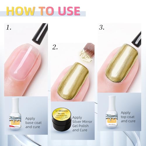 8ml Metallic Painting Nail Polish Gel,Golden Painted Nail Polish - color: Mirror Gold