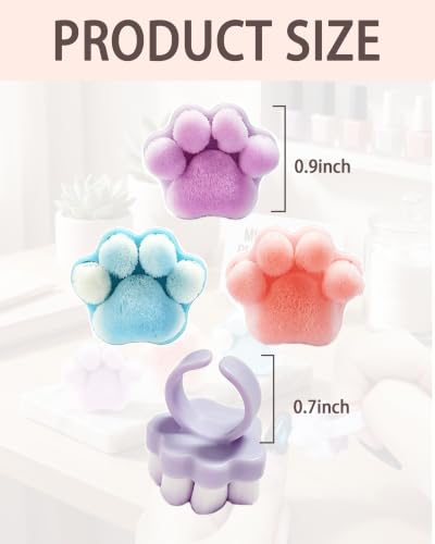3 Pcs Cat Claw Open Ring Nail Dust Brush, Soft Nail Powder Remover Brush