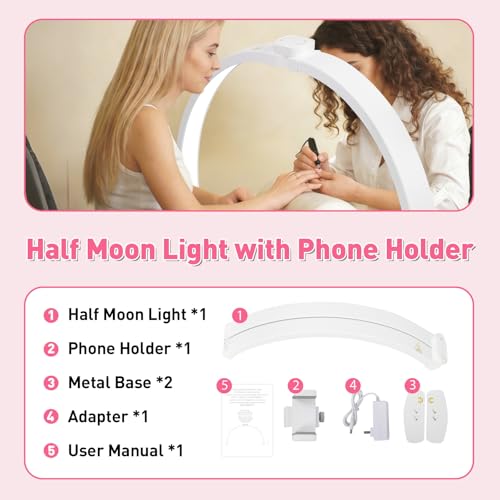 HITTI Super Large 29in Half Moon Light for Nail Desk, White - color: 29In White
