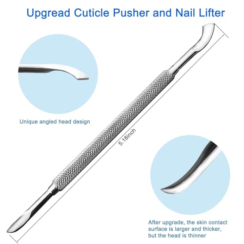 Premium Stainless Steel Manicure Tools 2-Piece Set, Upgraded Cuticle Pusher & Nail Lifter, Cuticle Trimmer & Gel Nail Polish Remove Tool, Home & Salon, For Women - size: Bevel Pusher