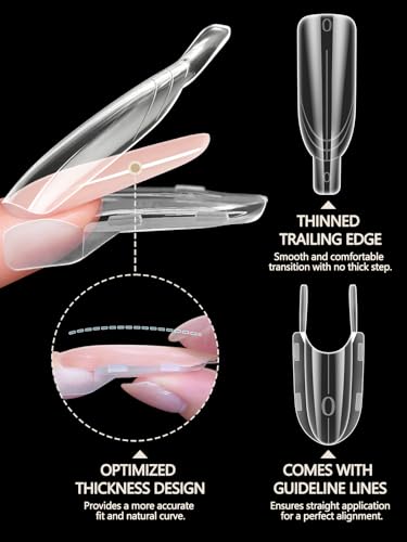 EBANKU Sandwich Dual Nail Forms 120PCS Transparent - color: Updated Almond