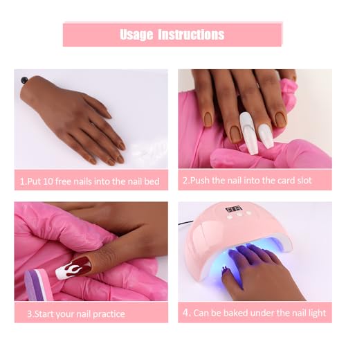 Nail Pratice Training Hand for Acrylic Nails with Stand Bracket,Soft Silicone Maniquin Hand, Flexible Bendable Nail Practice Fake Hand for Nails Art Practice Tool - color: 5#, size: Right Hand